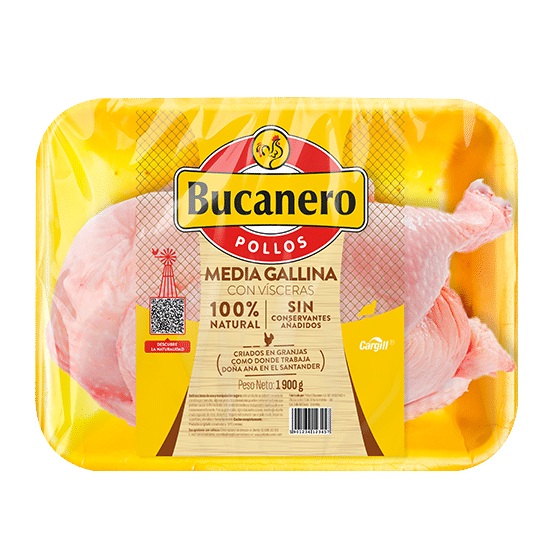 Media gallina de Pollos Bucanero de 1900 g, en bandeja amarilla