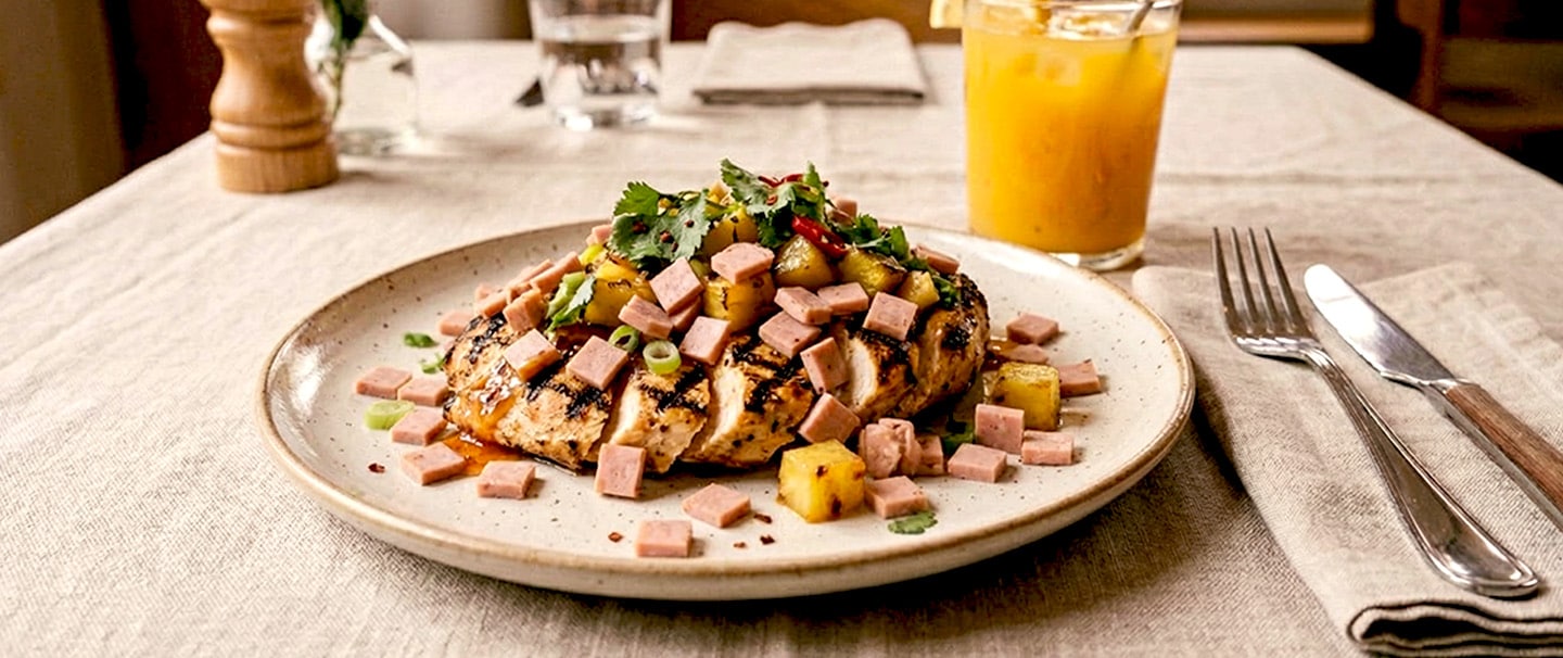 Receta de chuleta de pollo a la hawaiana (estilo parrilla)